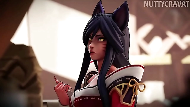 Japanese Enchantress Ahri Sucks and Swallows with Ecstasy