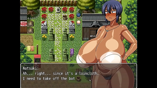 JAV Hentai Game Tanned Girl Natsuki Ep11: Public Masturbation with the Village Chief!