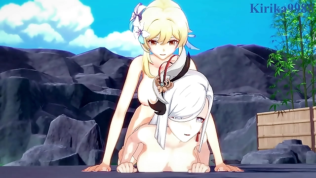 Shenhe and Lumine: Miko Yae and Raiden Shogun s Intense Futanari Sex in Genshin Impact Hentai