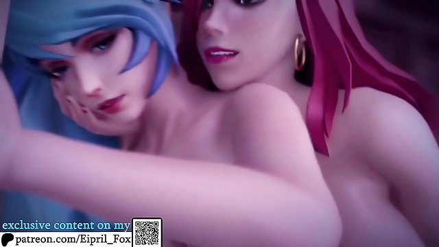 Futa Evie Ash and Ahri s Unforgettable Threesome Hentai - Futanari League of Legends & Paladins