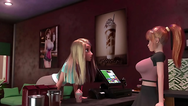 Futanari Babes Masturbating in Candy Shop: WET and STICKY Pleasure!