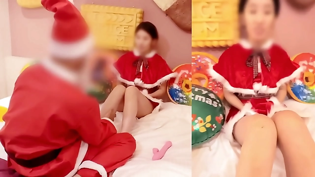 Santa s Naughty Toy Torture: A Thick Nakadashi Present for Christmas! Amateur Couple s Lewd Costume Play