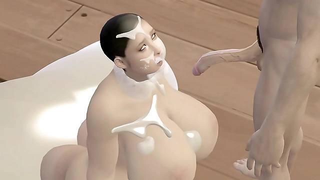 Japanese Hentai Babe Bounces on Fucking Dick and Catches Cum on Her Face- Unexpected Ending!